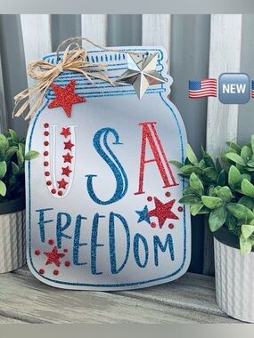 USA Freedom Mason Jar Hanging door or wall Sign 🇺🇸🆕🇺🇸
